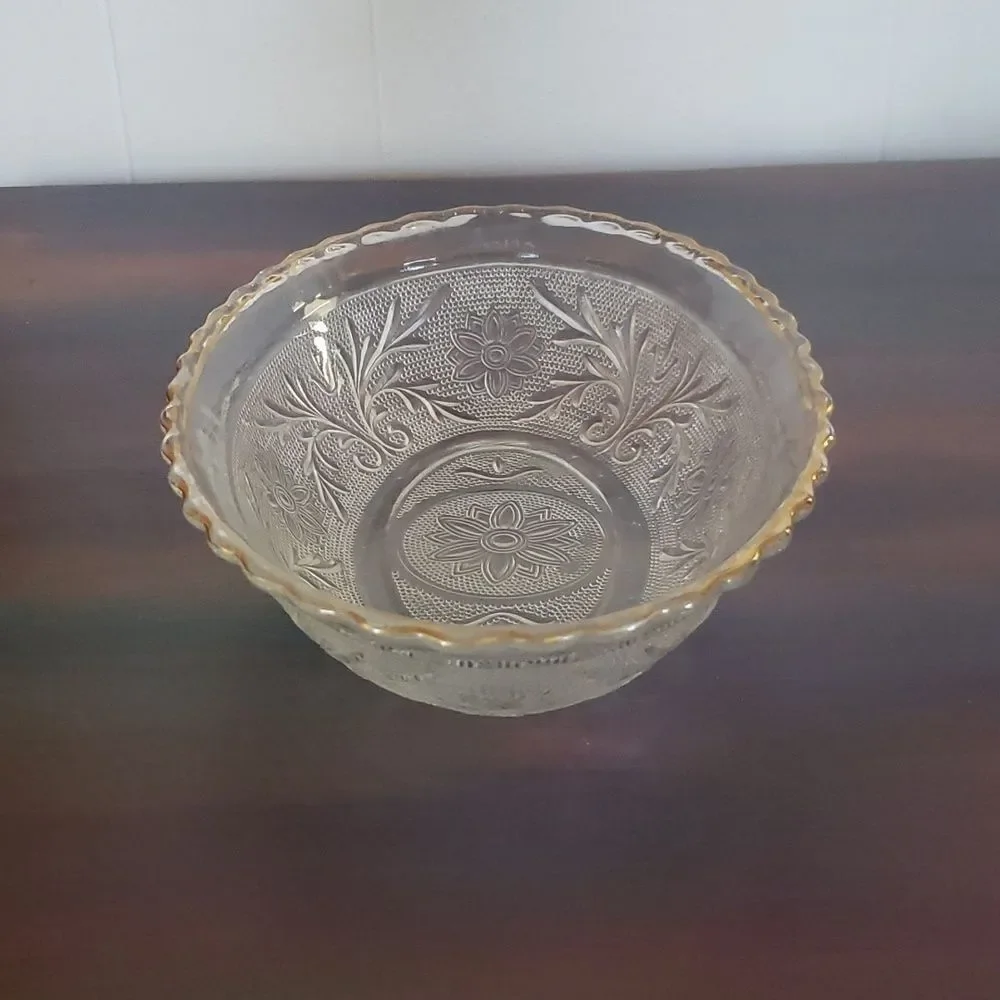 Vintage Indiana Glass Crystal Sandwich Bowl Oval 8.5